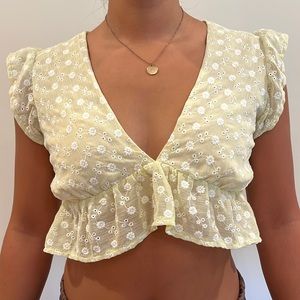 Yellow Floral Mini Blouse